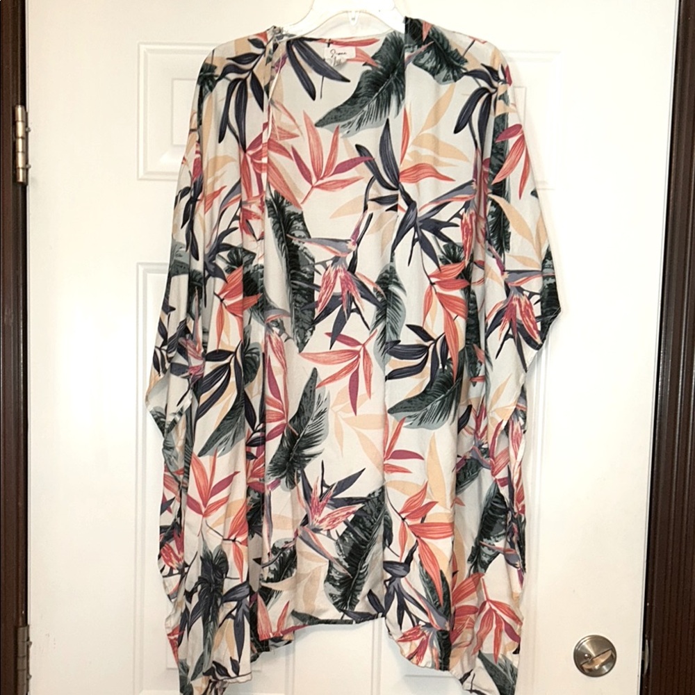 Japna Swimsuit Cover Up/Kimono/Shawl Floral OSFM Resort Coastal Boho Beach